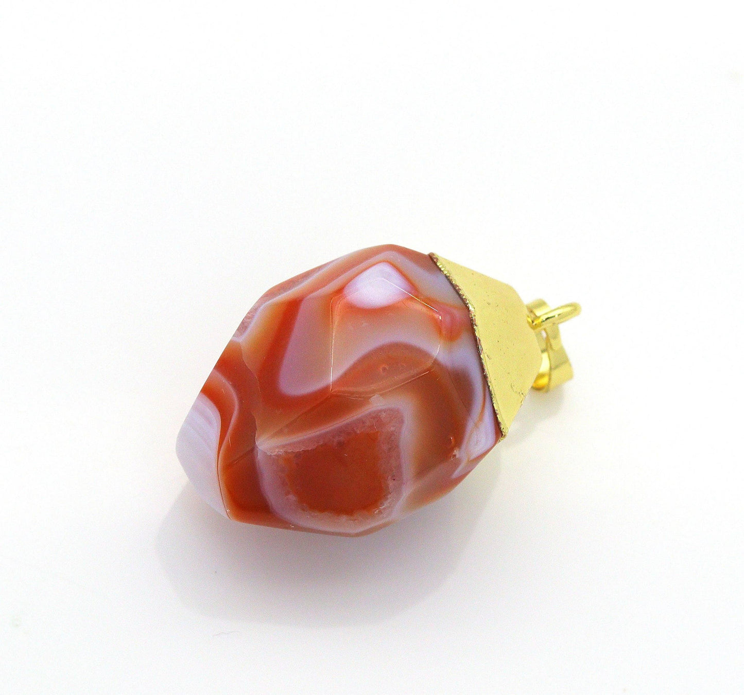 Gold Colorful Banded Agate Pendant, Sku#LY01