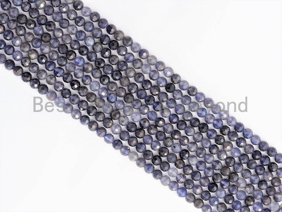High Quality Natural Faceted Blue LOLITE Beads-2mm/3mm/4mm/6mm-lolite Beads,15.5" Full Strand, SKU#U420