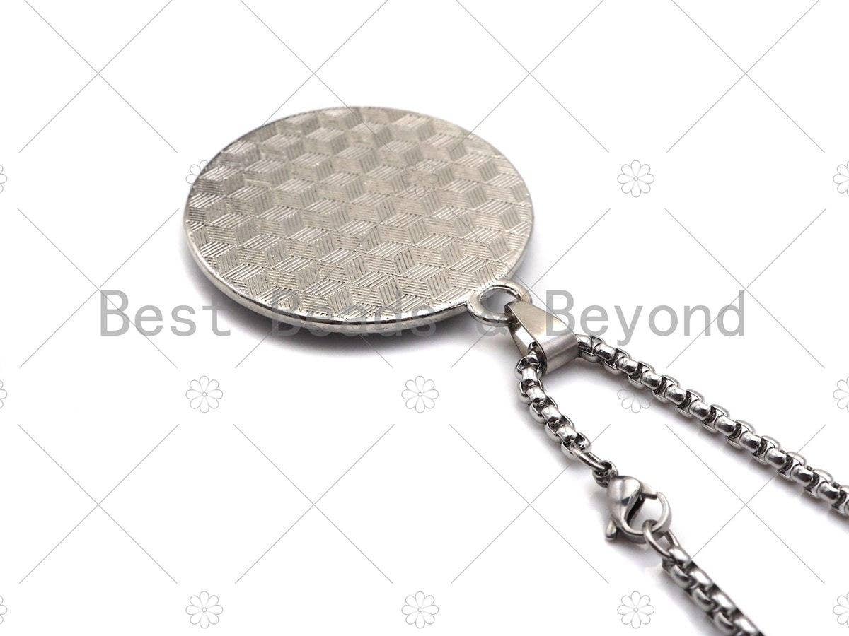 David Star Pendant Stainless Steel Silver Chain Necklace-Men's Necklace - Engraved Symbolic Jewelry - Pendant Necklace, sku#L340
