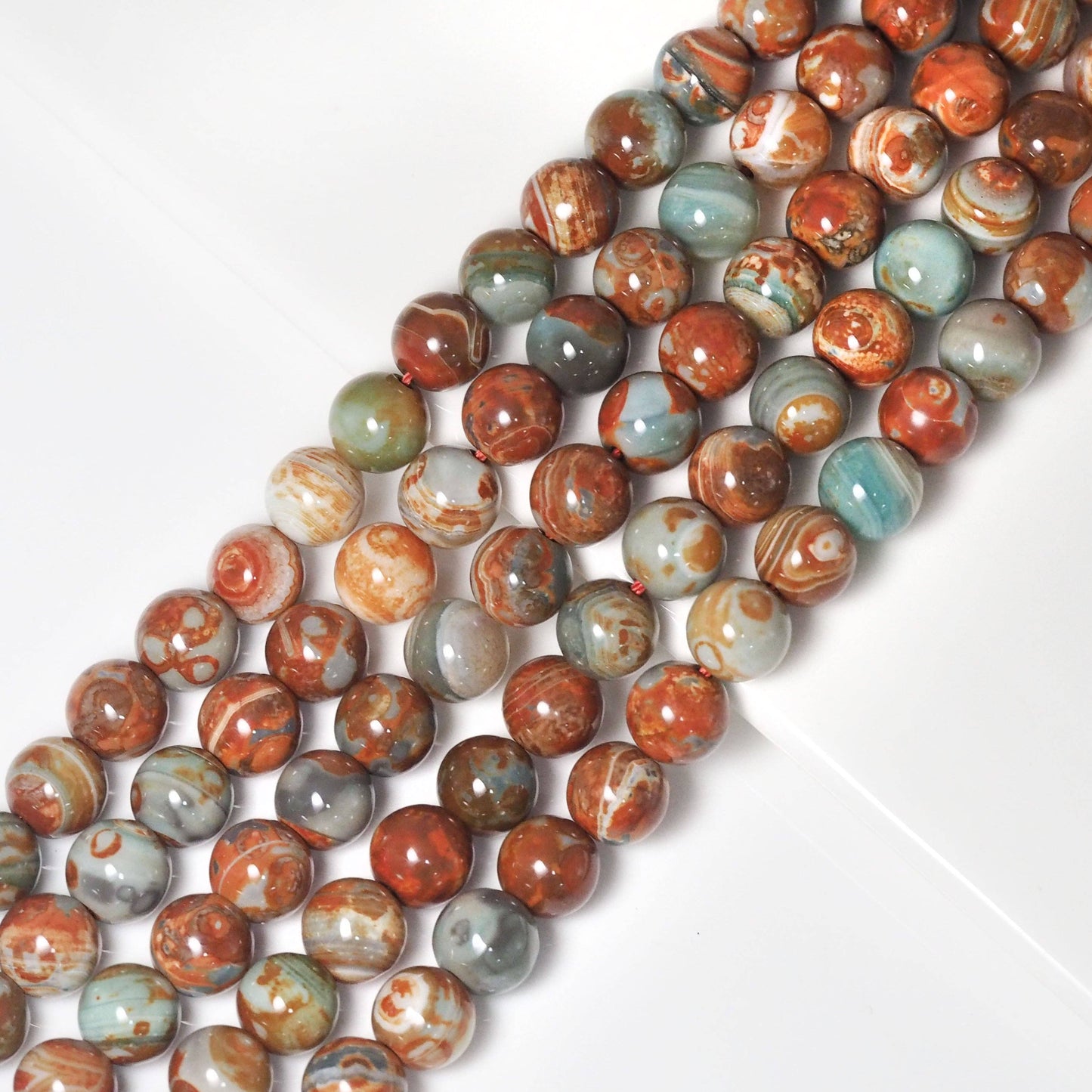 Blue Orange Agate Rund Smooth Beads, Sku#U1753