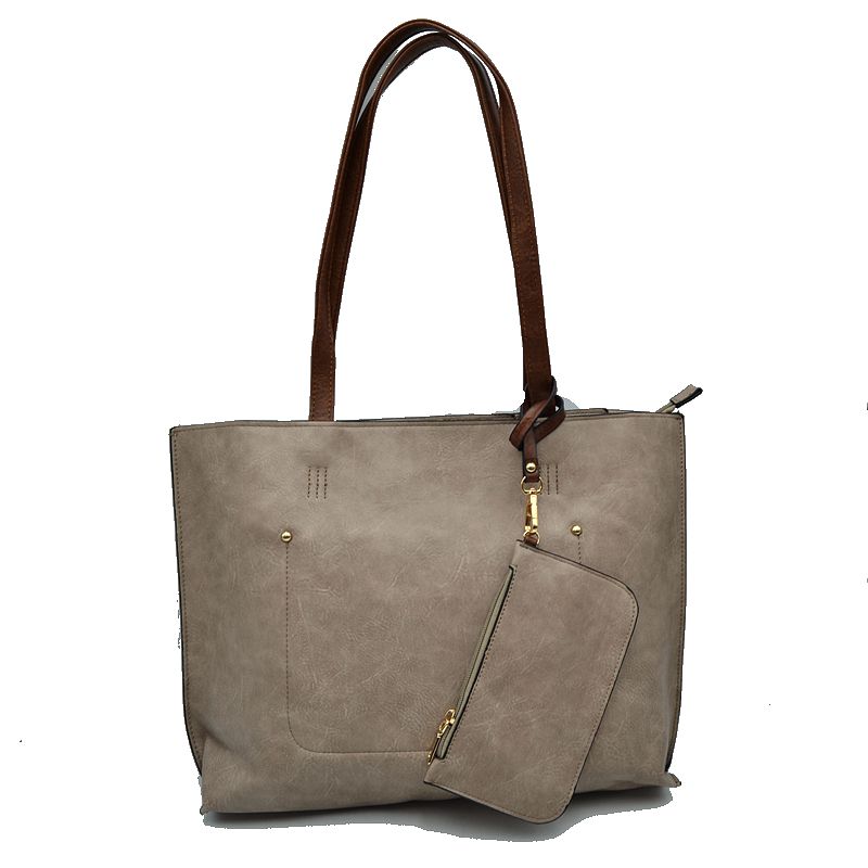 PU Vegan Leather 2 in 1 Tote Crossbody Handbag