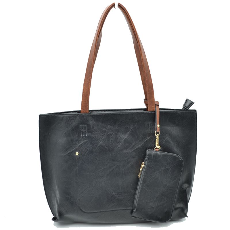 PU Vegan Leather 2 in 1 Tote Crossbody Handbag
