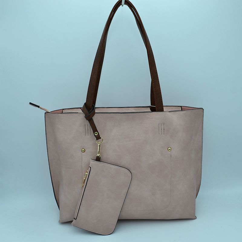 PU Vegan Leather 2 in 1 Tote Crossbody Handbag