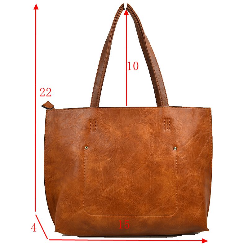PU Vegan Leather 2 in 1 Tote Crossbody Handbag