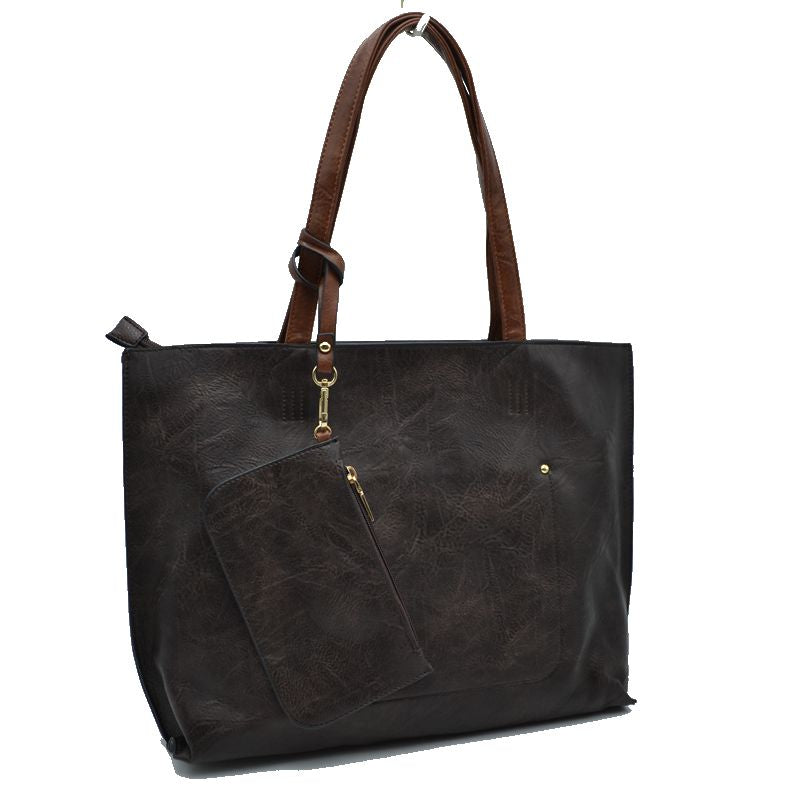 PU Vegan Leather 2 in 1 Tote Crossbody Handbag