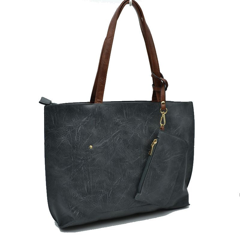 PU Vegan Leather 2 in 1 Tote Crossbody Handbag