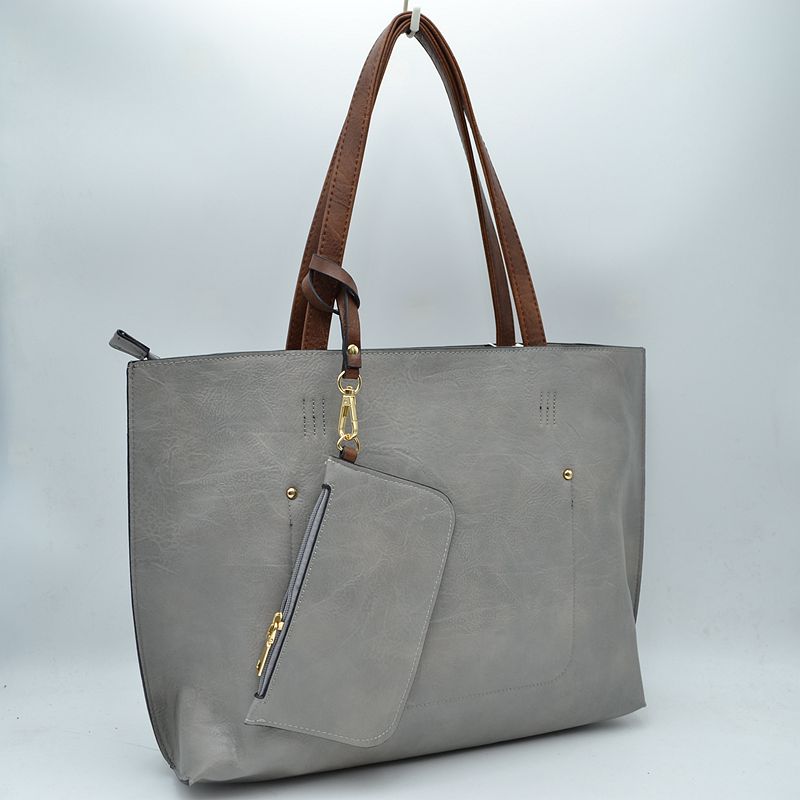 PU Vegan Leather 2 in 1 Tote Crossbody Handbag