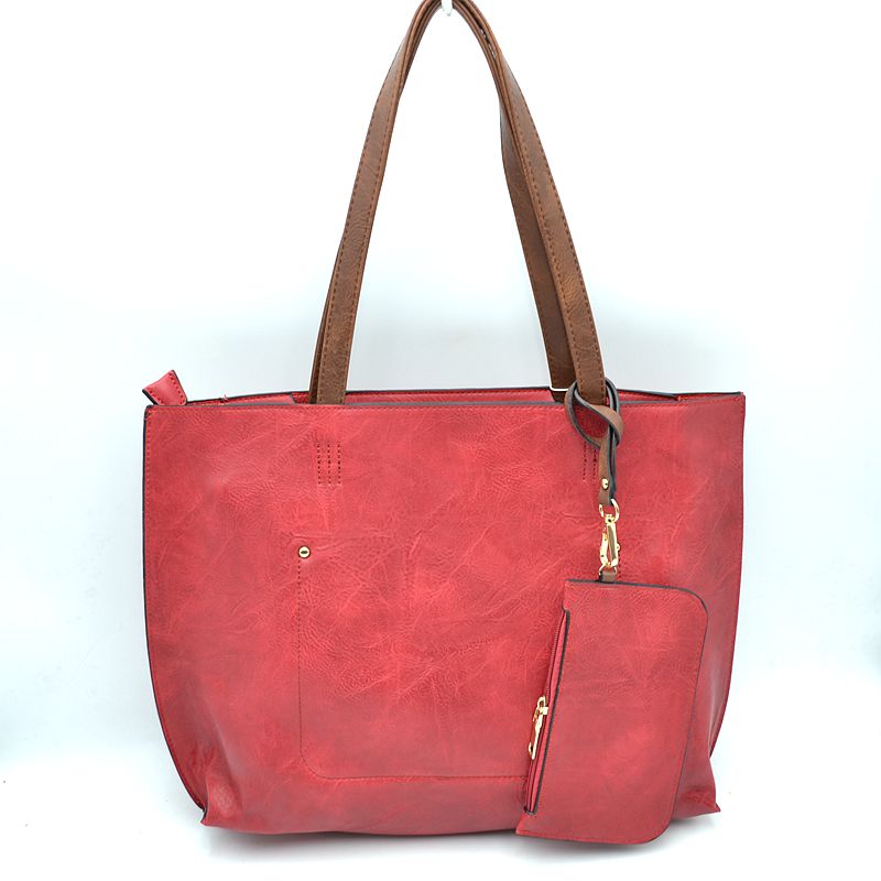 PU Vegan Leather 2 in 1 Tote Crossbody Handbag