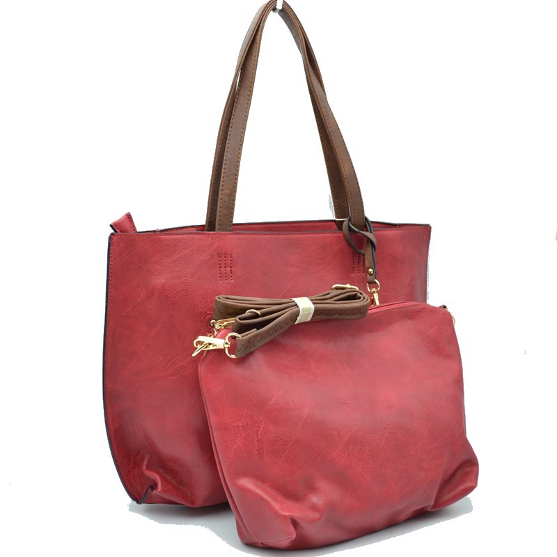 PU Vegan Leather 2 in 1 Tote Crossbody Handbag