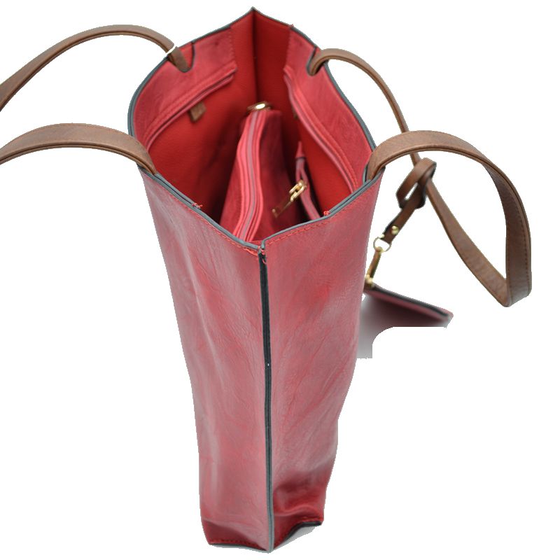 PU Vegan Leather 2 in 1 Tote Crossbody Handbag
