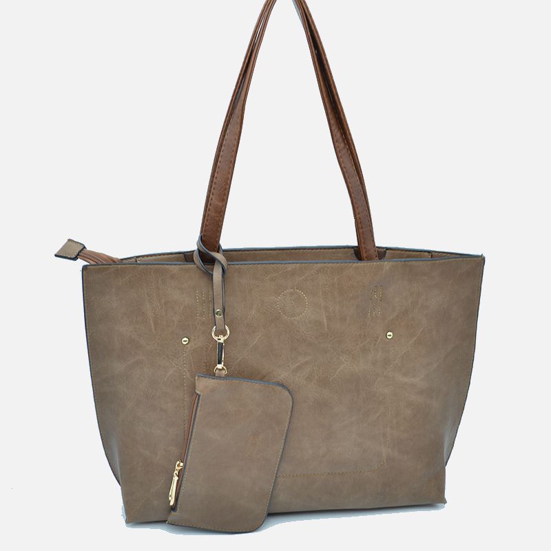 PU Vegan Leather 2 in 1 Tote Crossbody Handbag