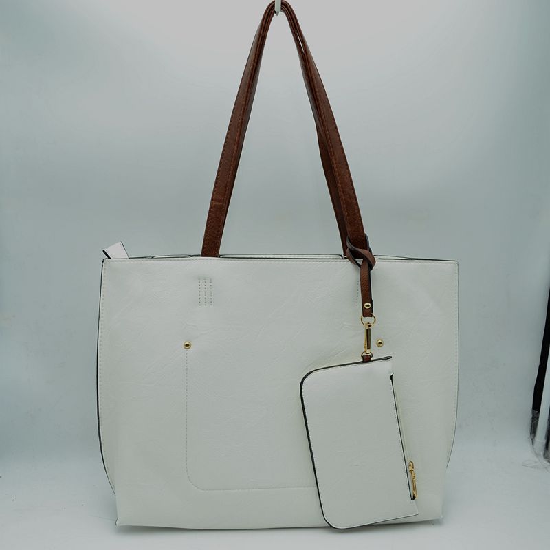 PU Vegan Leather 2 in 1 Tote Crossbody Handbag