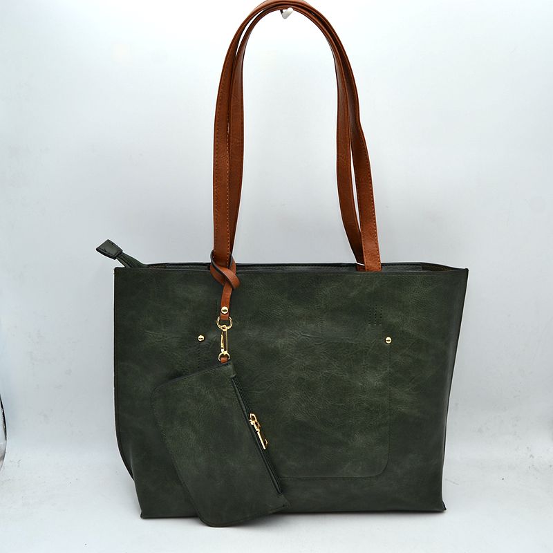 PU Vegan Leather 2 in 1 Tote Crossbody Handbag