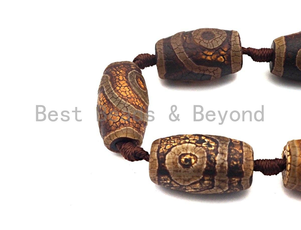 1pc/11pcs Natural Tibetant Agate beads, Ancient Tibetan Barrel Shape Beads, Dzi Brown Agate beads, 15x25mm, sku#U555