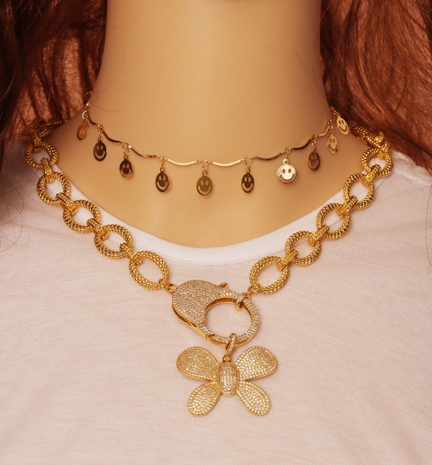 Chunky Chain Necklace Bracelet, Sku#EF209