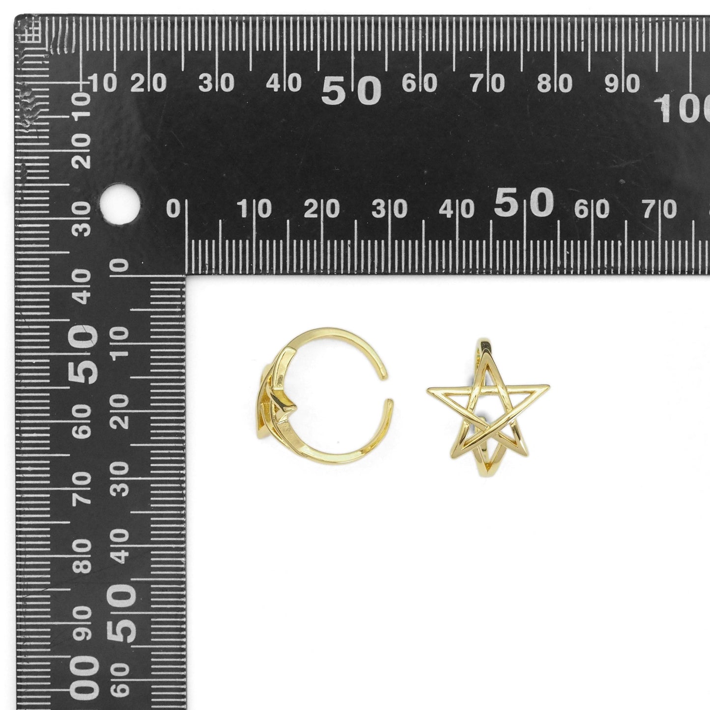 Gold David Star Adjustable Ring, Sku#LK872