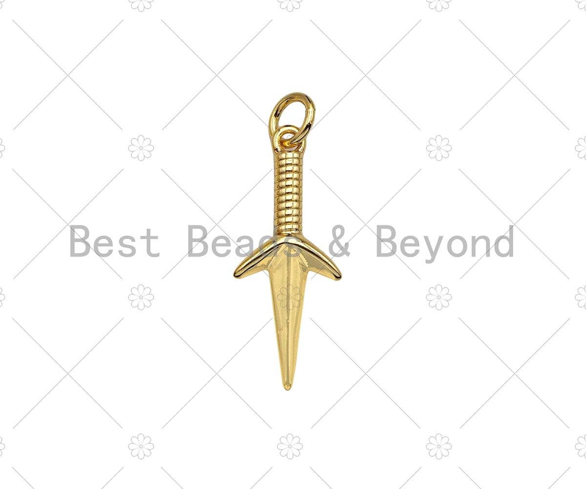 Gold Filled Sword Shape Pendant, 18K Gold Filled Sword Charm, Necklace Bracelet Charm Pendant, 9x23mm, Sku#Y444