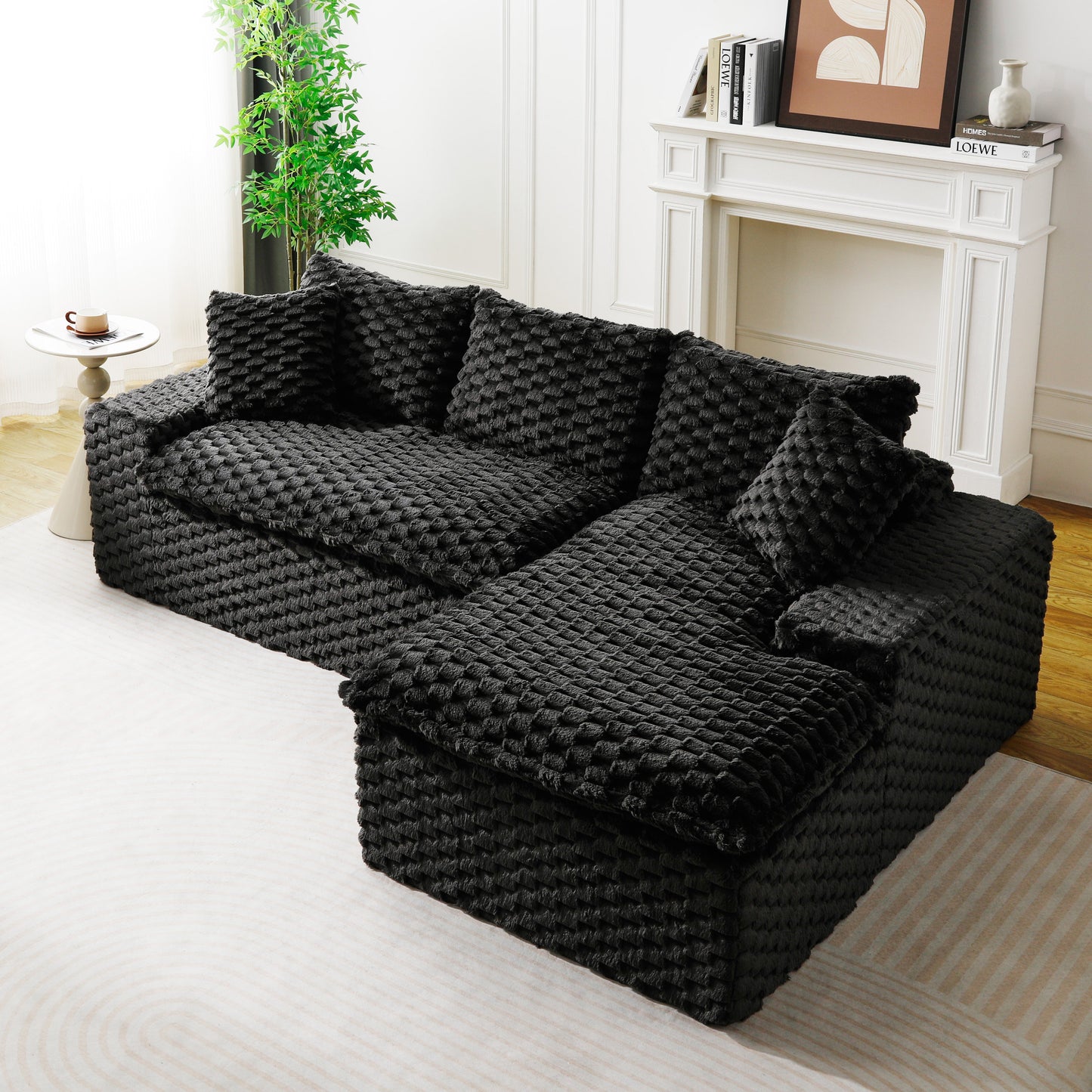 Black Turtle Velvet Versatile Convertible Sofa