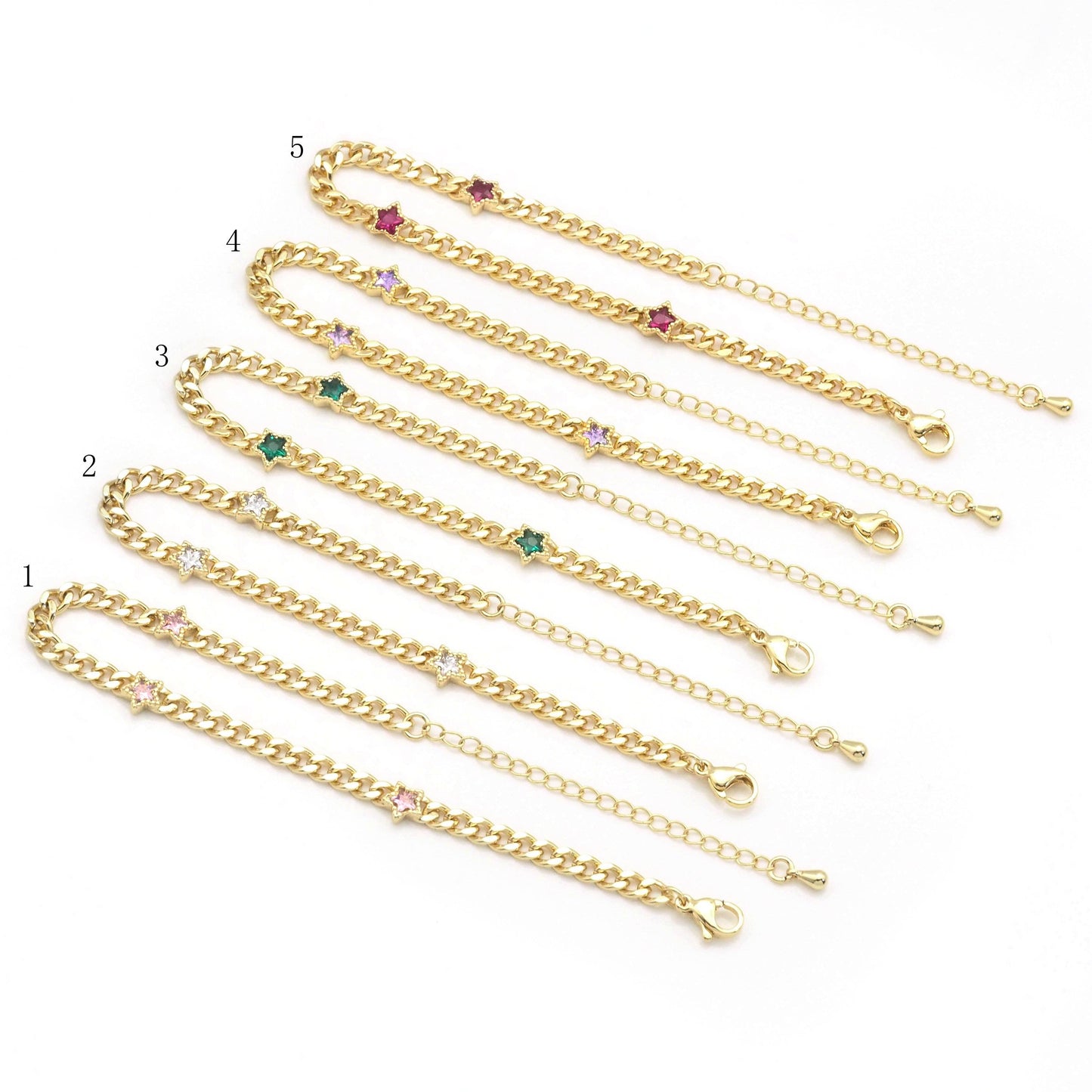 Gold Cuban Chain Star Necklace,sku#LX227