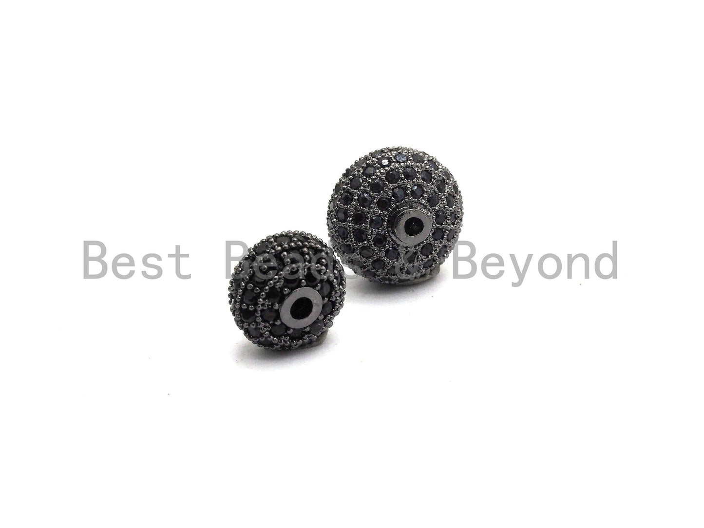 Black CZ Pave On Black Micro Pave Roundel Spacer Beads with Black Crystal for Bracelet, Spacer Beads,8x12/6x10mm, sku#G415