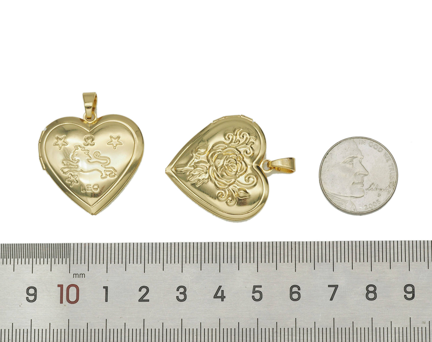Lockets Heart with Rose Horse Pendant, Sku#FH188