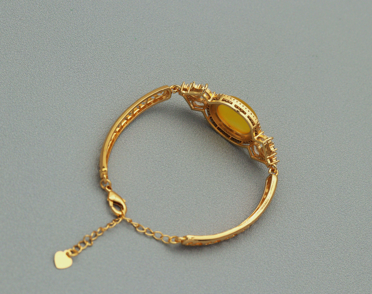 CZ Oval Jade Adjustable Bracelet, Sku#LX50