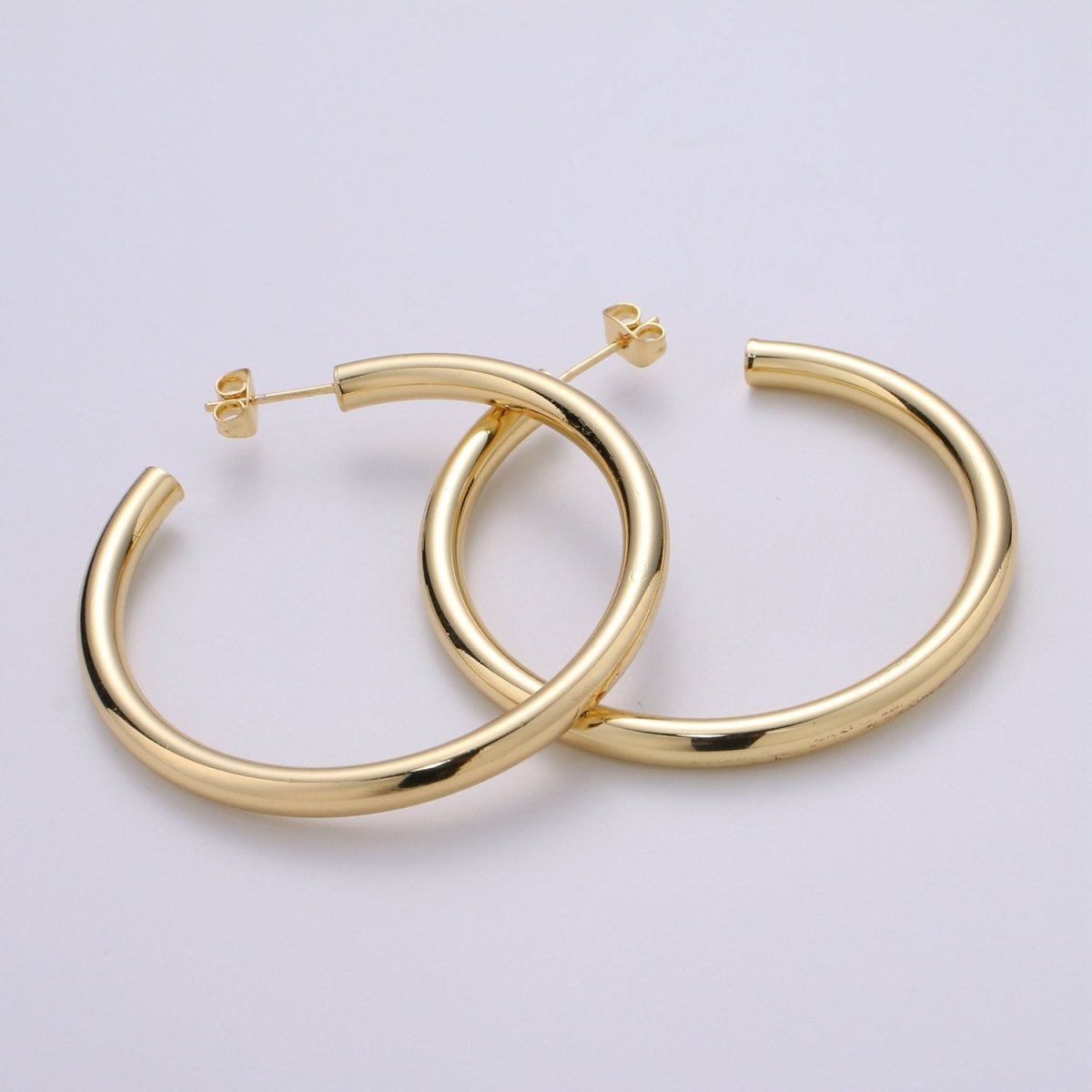 50mm Gold Thick Hoop Earrings, Gold Vermeil Hoop Earrings, Statement Hoops, Tube Hoop Earrings, Large Hoop Earrings, Big Hoop Earrings Q-315