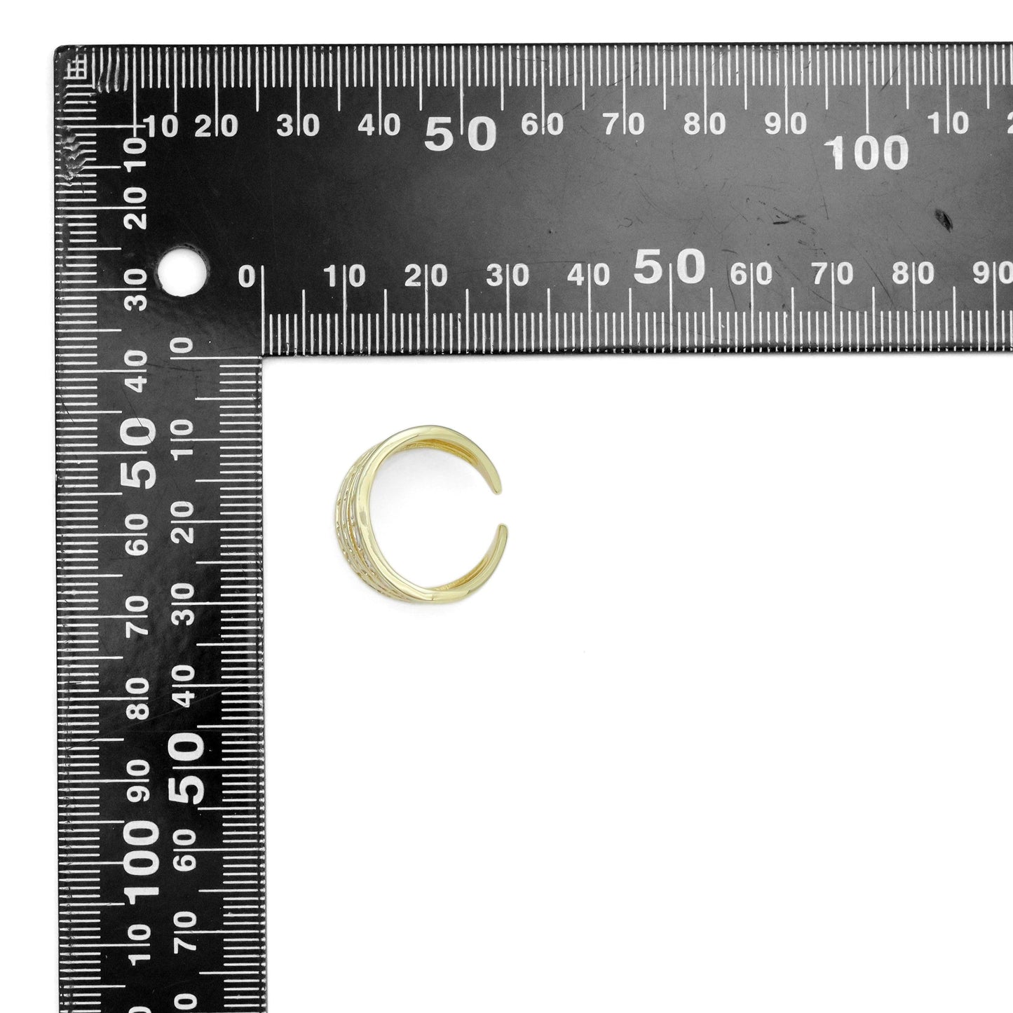 Rectangle Baguette CZ Triple Line Chunky Ring, Sku#Y956