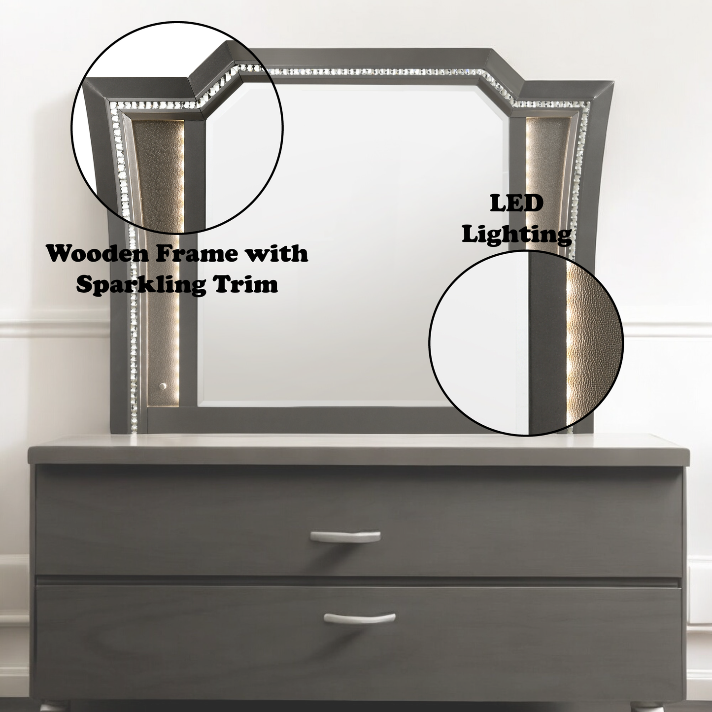 Kaitlyn Metallic Vanity & Dresser Mirror