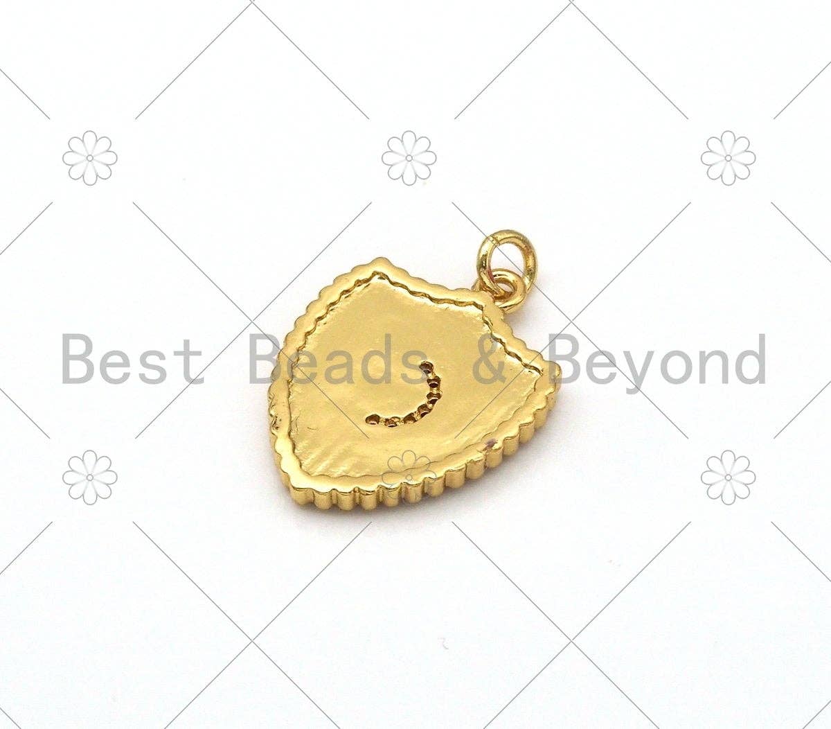 Micro Pave CZ Cresent Moon On Colorful Enamel Shield Shape Pendant,18K Gold Filled Enamel Pendant,Enamel Jewelry, 24x18mm,Sku#L590