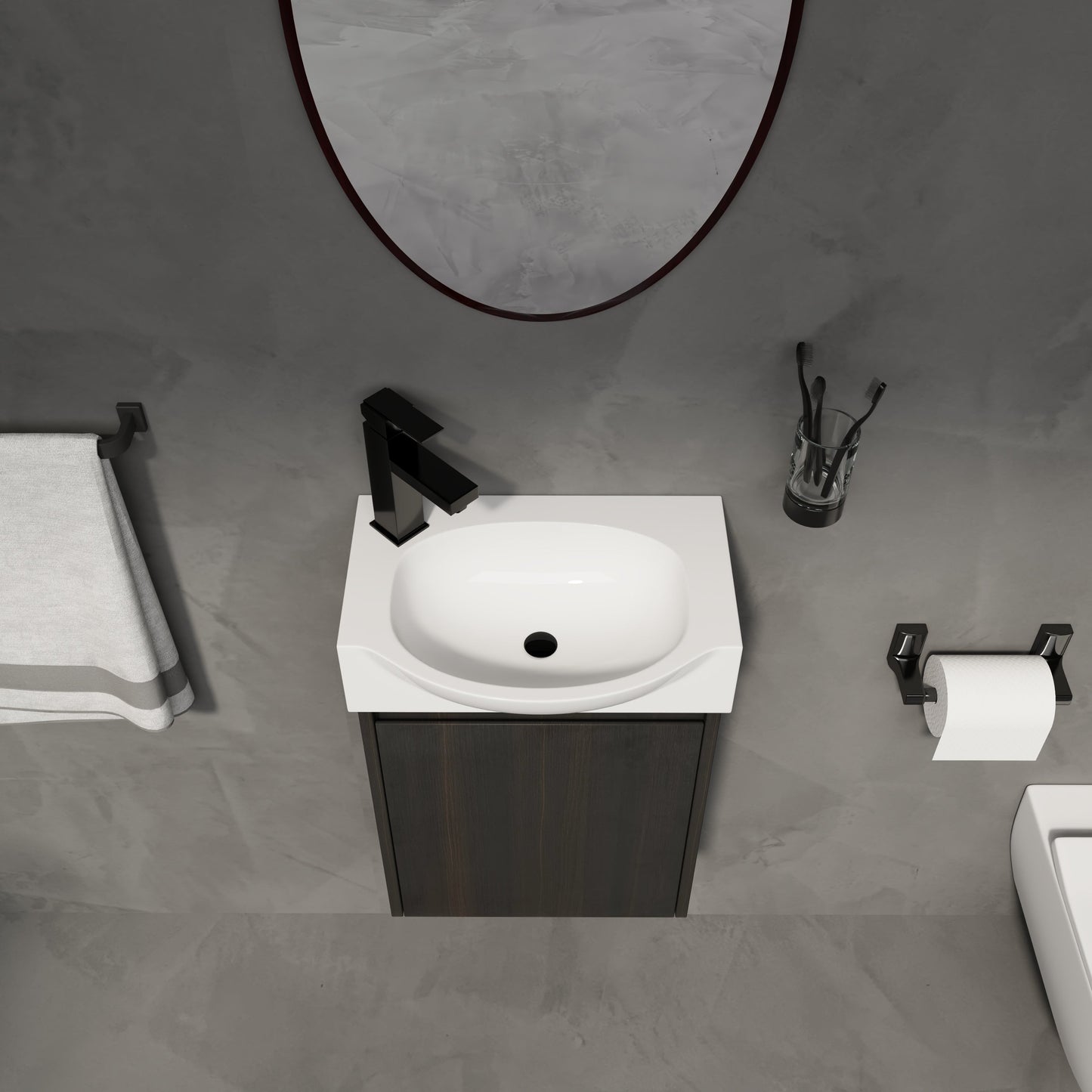 16" Bathroom Vanity Sink Combo for Small Space