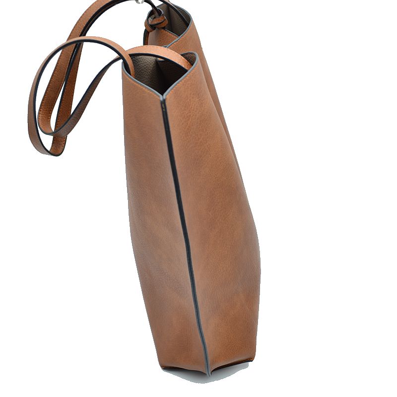 Reversible Faux Leather Tote Bag Vegan Tassel Handbag