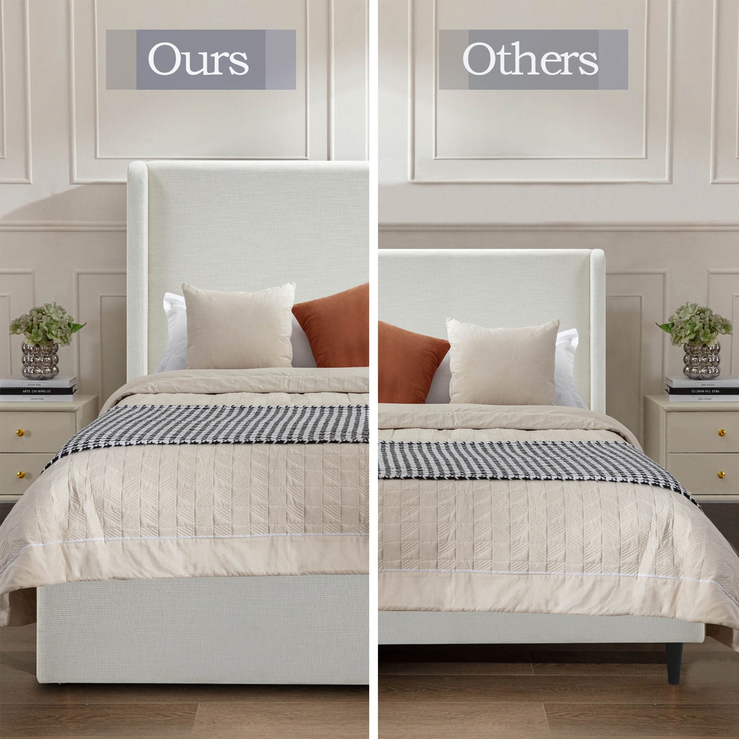 Carmen Upholstered Wingback Bed - California King