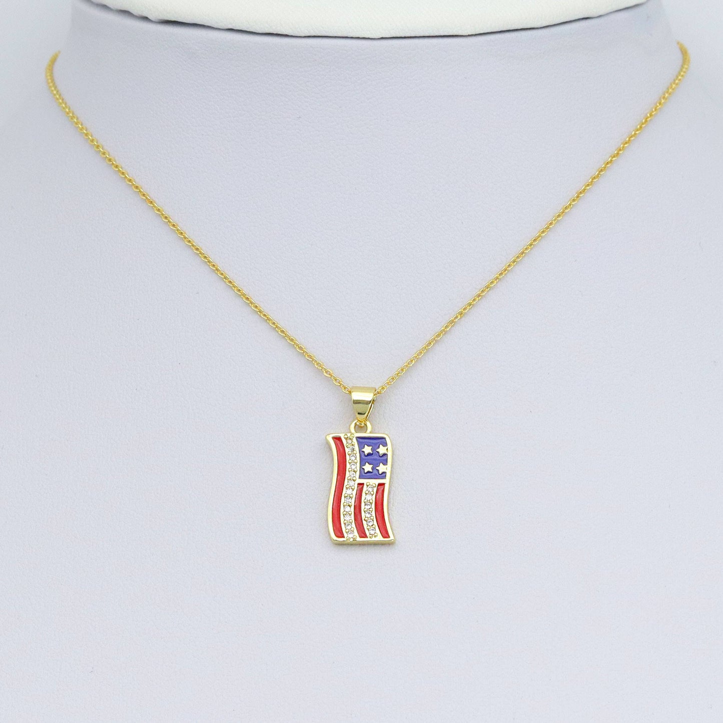 American Flag Charm Pendant, Sku#LK972