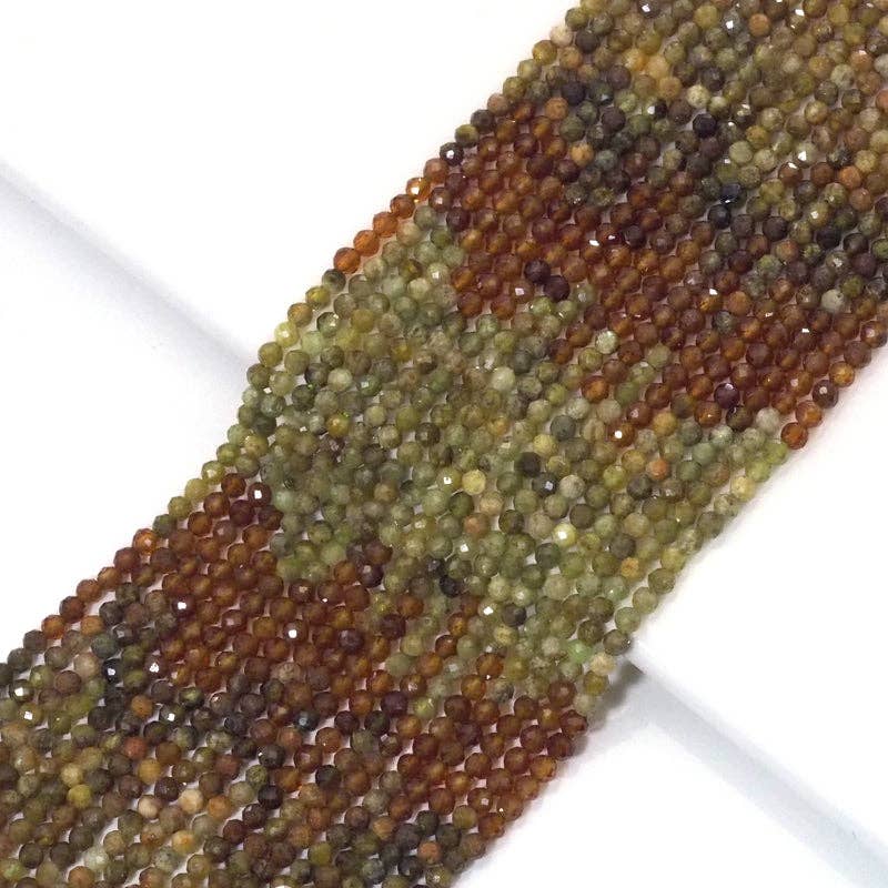 Genuine Green Brown Garnet Faceted Beads, 3mm, Sku#U1506