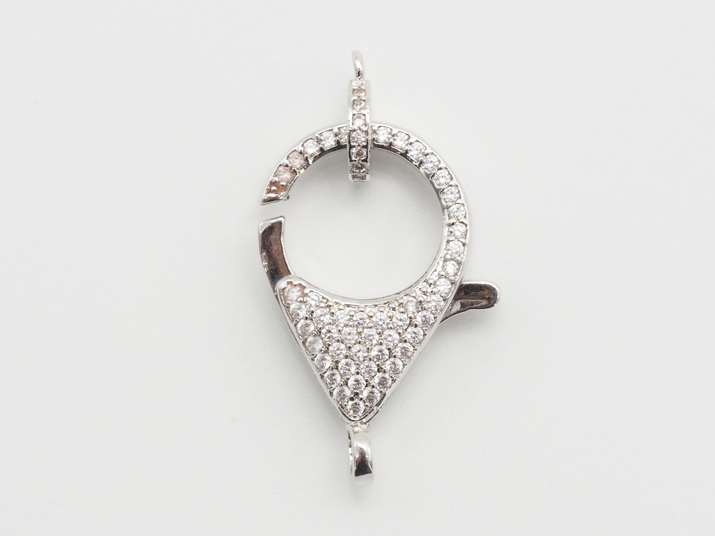 CZ Micro Pave Teardrop Lobster Claw Clasp, Cubic Zirconia Pa