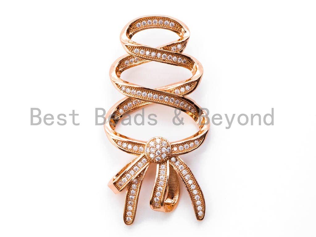Large CZ Micro Pave Bow Pendant, sku#L171