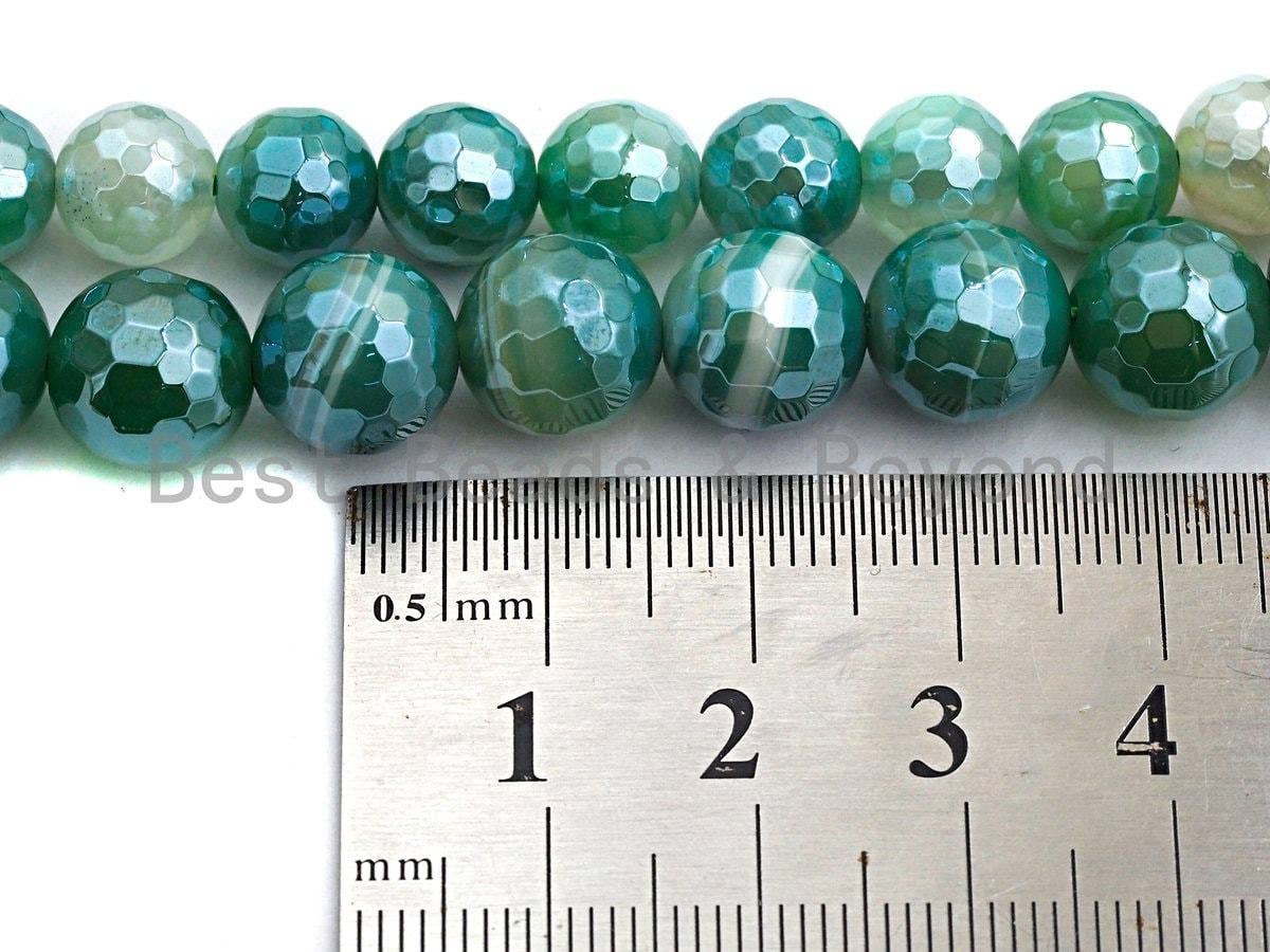 Green Agate Attachment Necklace with Large CZ Pave Silver clasp, 18 long, 8mm/10mm beads size, sku#D45