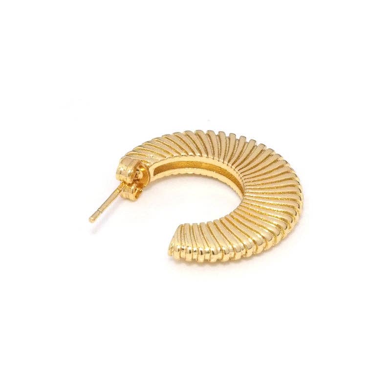 Gold Round Swirl Patten Earrings, Sku#LK809