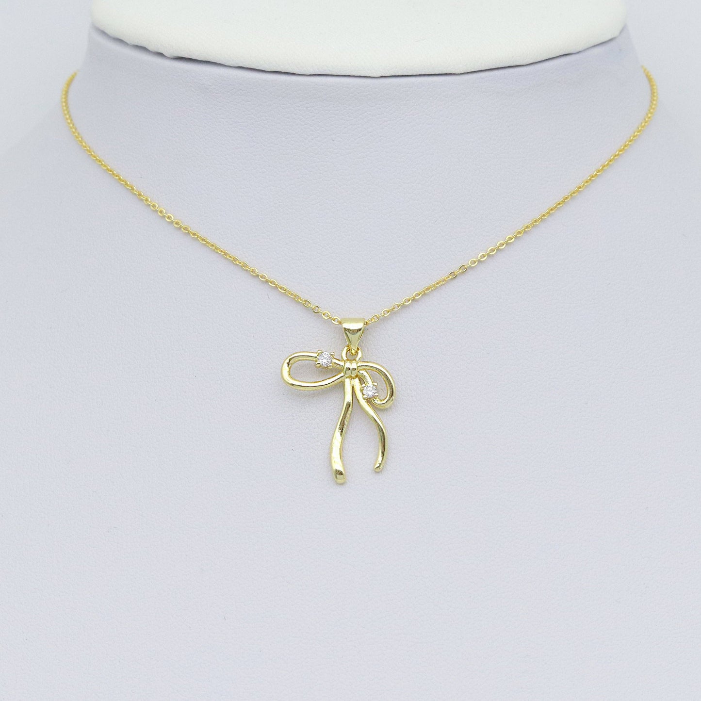 Clear CZ Gold Bowk not Charm Pendant, Sku#LK1021