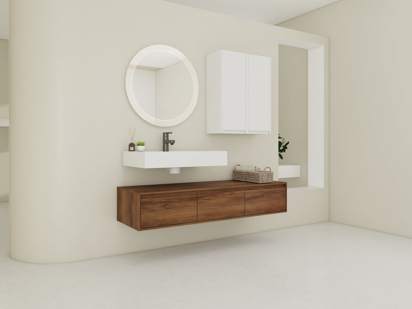 60 Inch Wall-Mounted Bathroom Vanity