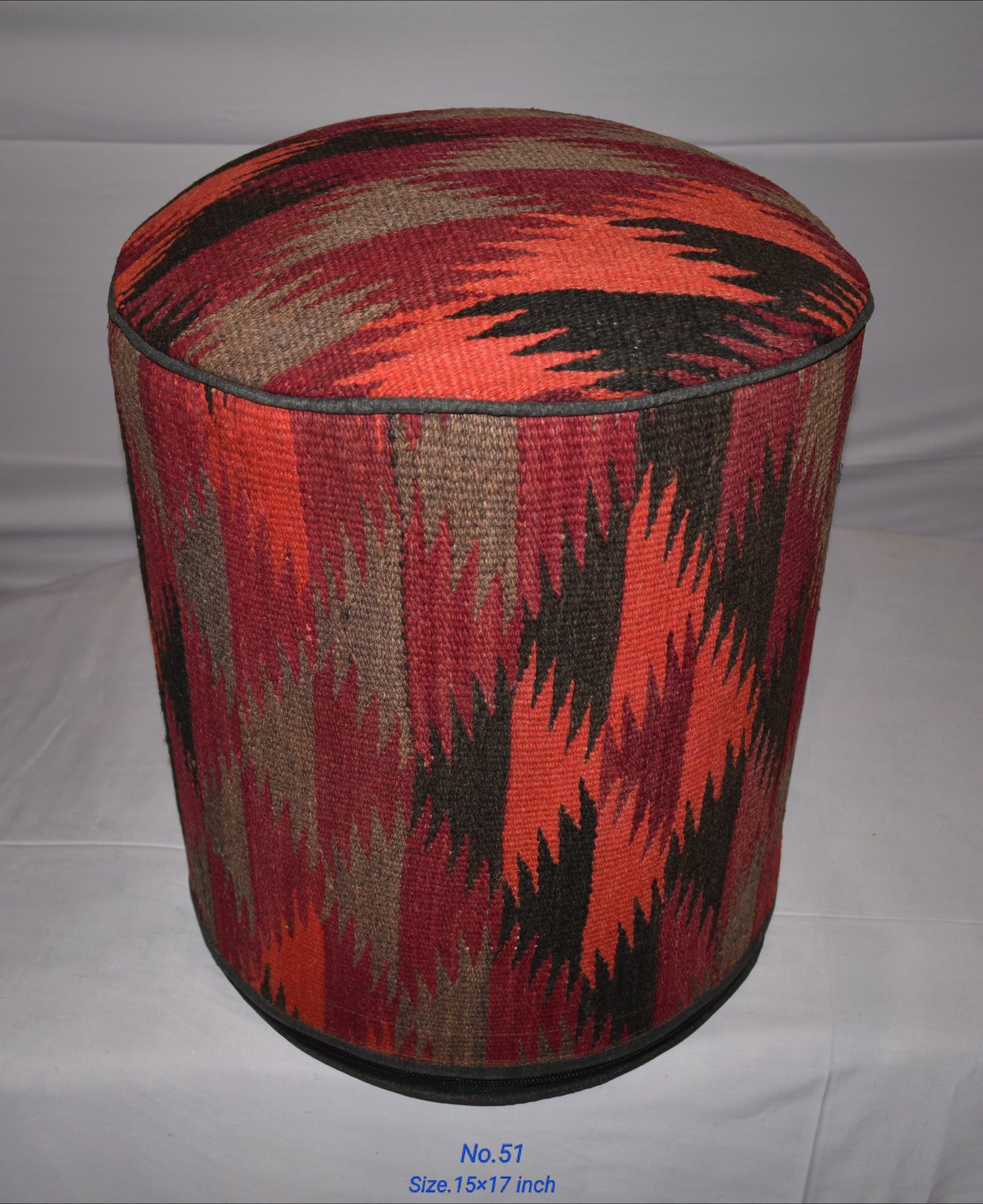 One of a Kind Kilim Rug Pouf Ottoman foot stool - #51