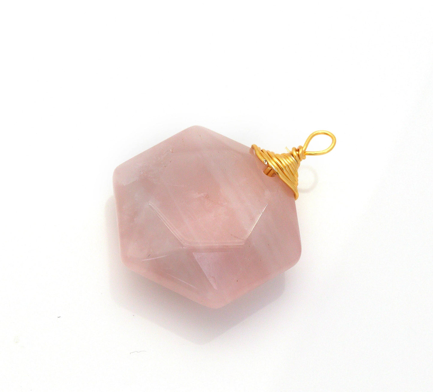 Gold Hexagon Gemstone Pendant, Sku#LY04