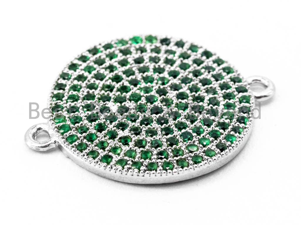 CZ Micro Pave Green Round Disc Connector, 16x20mm, SKU#A44