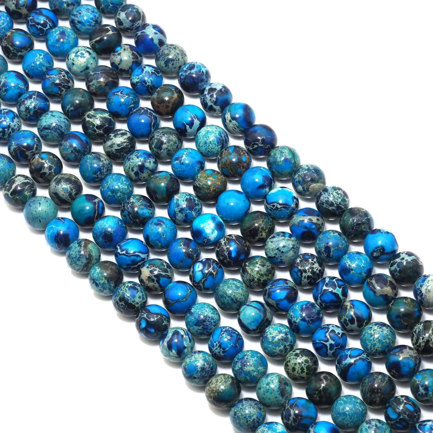 Blue Imperial Jasper Round Smooth Beads, 6mm/8mm/10mm, Sku#U1574