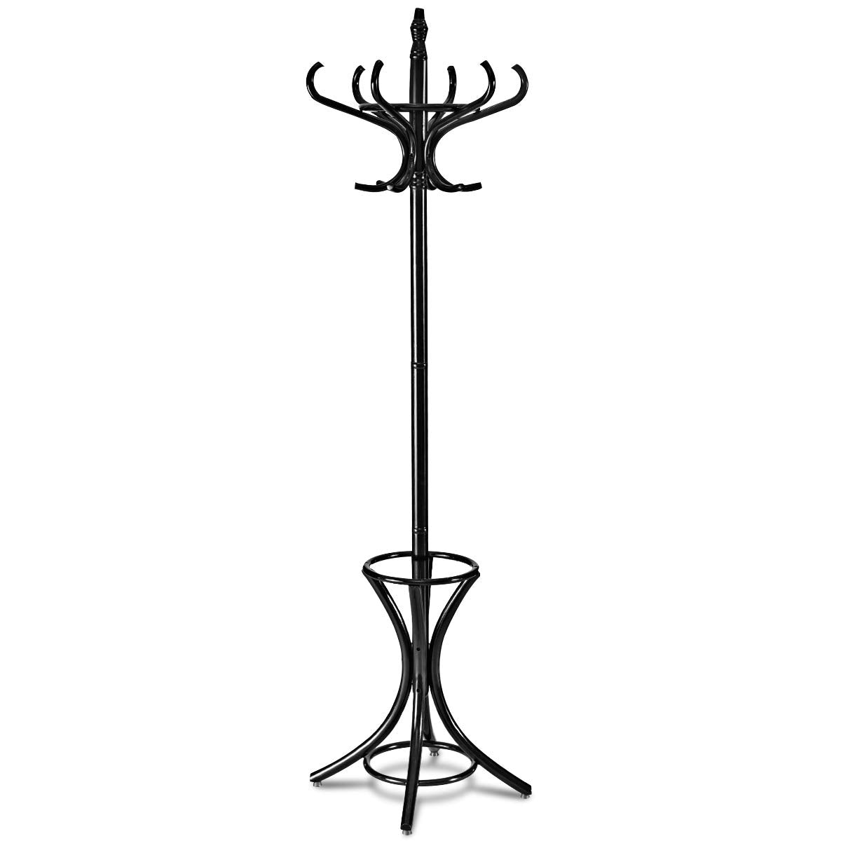 Wood Standing Hat Coat Rack with Umbrella Stand