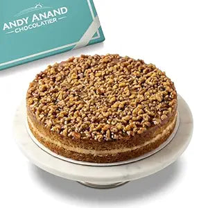 Andy Anand Sugar-Free Caramel Walnut Cake, 9-Inch, 2 lb – Freshly Baked, All-Natural, No Preservatives, Diabetic-Friendly Birthday Gift Box