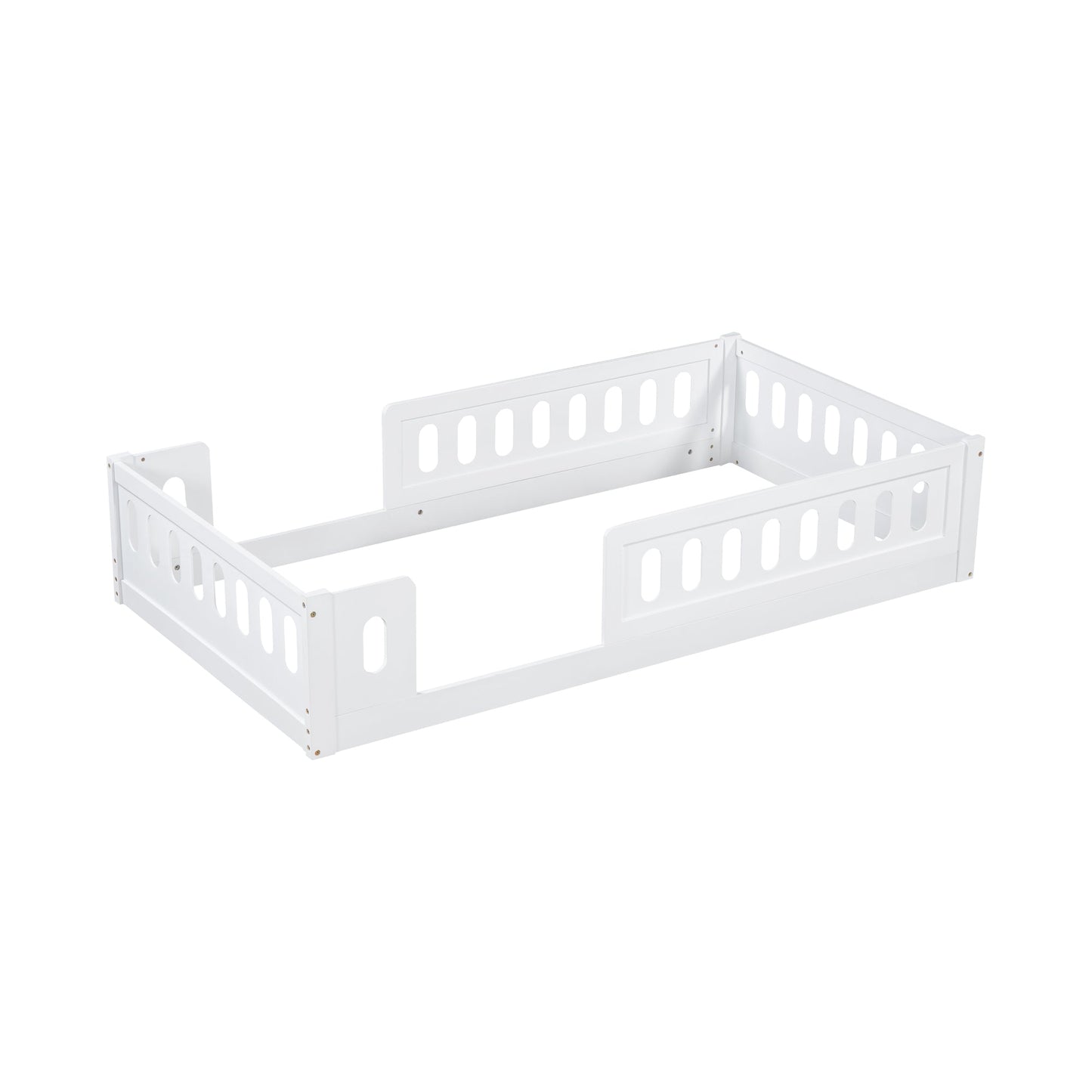 Wood Twin Size Platform Bed with Guardrail
