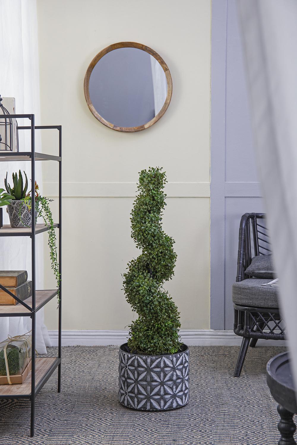7.5x7.5x35" 3 Foot Tall Artificial Spiral Boxwood Tree
