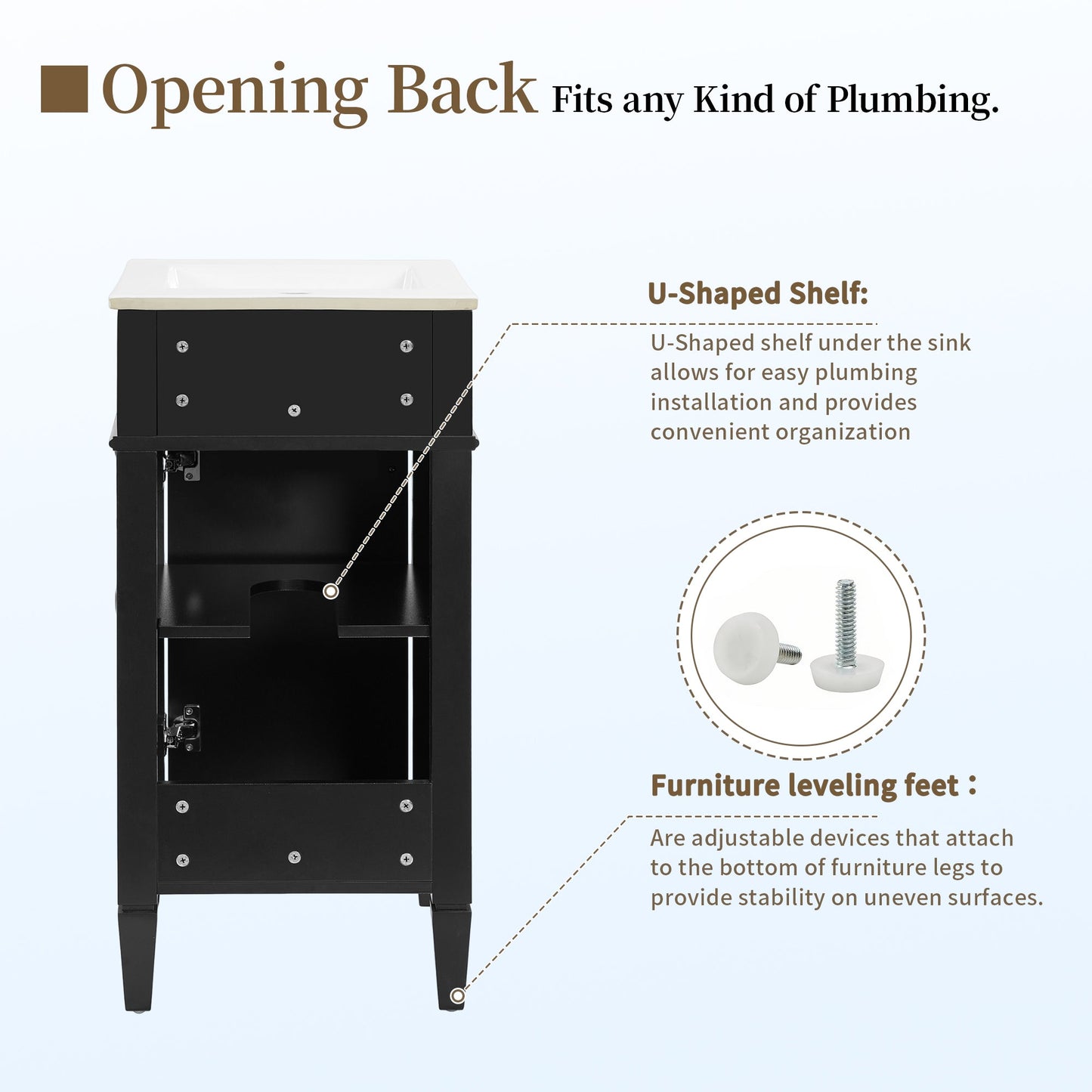 16-Inch Bathroom Vanity with Ceramic Sink